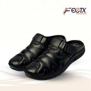 Genuine Cow Leather Black Half Sacchi Shoes