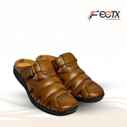 Genuine Cow Leather Brown Half Sacchi Shoes