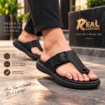 New Premium Leather  Sandal 160 Black. - Image 2